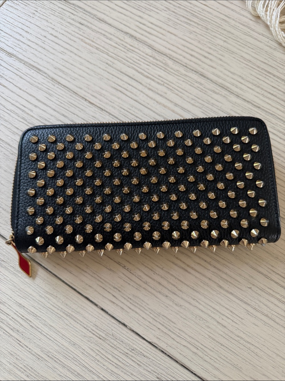 Christian Louboutin Black Panettone Studded Leather Zippy Wallet